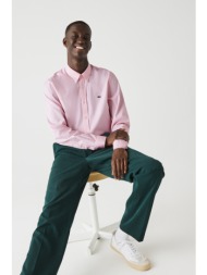lacoste ανδρικό πουκάμισο ποπλίνα regular fit - ch2933 ροζ