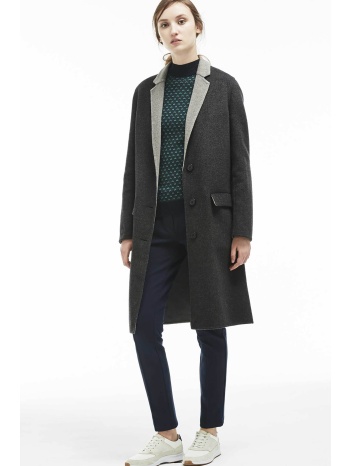 lacoste γυναικείο παλτό μονόχρωμο με τσέπες και άνοιγμα σε προσφορά