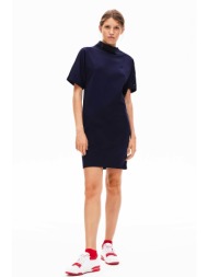 lacoste γυναικείο mini φόρεμα μονόχρωμο με κοντό μανίκι - ef8177 μπλε σκούρο