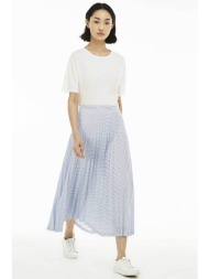 lacoste γυναικεία maxi φούστα πλισέ με καρό print - jf2498 λευκό