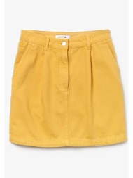 lacoste γυναικεία mini φούστα μονόχρωμη - jf4401 κίτρινο