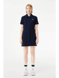 lacoste γυναικείο mini φόρεμα μονόχρωμο με κουμπιά - ef6922 μπλε σκούρο