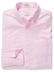 gant ανδρικό πουκάμισο button down μονόχρωμο με τσέπη και λογότυπο regular fit - 300010 ροζ