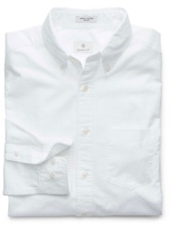 gant ανδρικό πουκάμισο button down μονόχρωμο με τσέπη και λογότυπο regular fit - 300010 λευκό