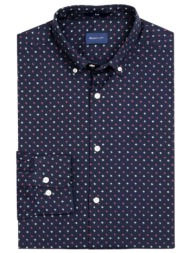 gant ανδρικό πουκάμισο button down με μικροσχέδιο slim fit - 3005772 μπλε σκούρο