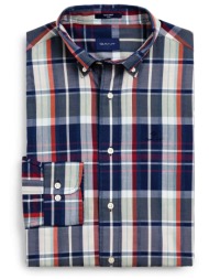 gant ανδρικό πουκάμισο button down με καρό σχέδιο και κεντημένο λογότυπο slim fit - 3009422 μπλε σκο