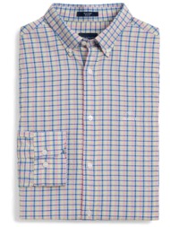 gant ανδρικό πουκάμισο button down με καρό σχέδιο και κεντημένο λογότυπο regular fit - 3014430 μπλε