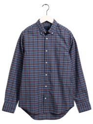 gant ανδρικό πουκάμισο button down καρό με κεντημένο logo slim fit - 3016022 μπλε