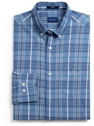 gant ανδρικό πουκάμισο button down με καρό σχέδιο και απλικέ τσέπη με κεντημένο logo regular fit - 3