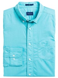 gant ανδρικό πουκάμισο button down μονόχρωμο με τσέπη και λογότυπο slim fit - 3024332 βεραμάν