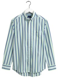 gant ανδρικό πουκάμισο button down με ριγέ σχέδιο και τσέπη με λογότυπο regular fit - 3033130 πράσιν