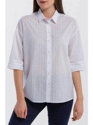gant γυναικείο βαμβακερό πουκάμισο με ψιλό ριγέ σχέδιο και κεντημένη λεπτομέρεια - 4322022 λευκό