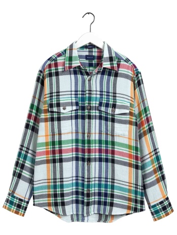 gant ανδρικό overshirt με πολύχρωμο καρό σχέδιο και τσέπες σε προσφορά