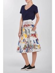 gant γυναικεία midi βαμβακερή φούστα με πολύχρωμο print - 4400037 λευκό