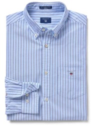 gant ανδρικό πουκάμισο button down με ριγέ σχέδιο και τσέπη με λογότυπο regular fit - 3056400 γαλάζι