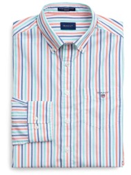 gant ανδρικό πουκάμισο button down με ριγέ σχέδιο και τσέπη με λογότυπο regular fit - 3058000 κοραλί