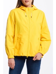 gant γυναικείο αντιανεμικό μπουφάν μονόχρωμο με κουκούλα και τσέπες με φερμουάρ - 4700160 κίτρινο