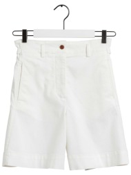 gant γυναικείο βαμβακερό σορτς ψηλόμεσο μονόχρωμο με τσέπες - 4020053 λευκό