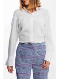 gant γυναικείο πουκάμισο από μετάξι μονόχρωμο με πιέτα πίσω - 4301110 λευκό