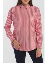gant γυναικείο πουκάμισο με ριγέ σχέδιο και κεντημένο logo - 4311088 κόκκινο