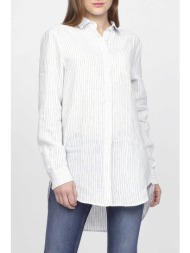 gant γυναικείο λινό πουκάμισο με ριγέ σχέδιο και ασύμμετρο τελείωμα - 4321005 λευκό