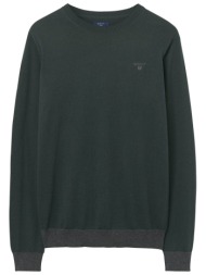 gant ανδρικό πουλόβερ μονόχρωμο με κεντημένο λογότυπο - 8000073 κυπαρισσί