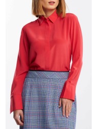 gant γυναικείο πουκάμισο από μετάξι μονόχρωμο με πιέτα πίσω - 4301110 κόκκινο