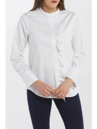 gant γυναικείο πουκάμισο μονόχρωμο με βολάν στην πατιλέτα - 4311100 λευκό