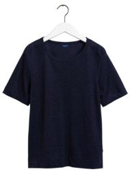 gant γυναικείο t-shirt λινό μονόχρωμο - 4204423 μπλε σκούρο