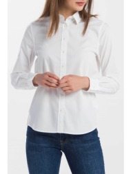 gant γυναικείο βαμβακερό πουκάμισο μονόχρωμο με tone-on-tone κεντημένο logo - 4300015 λευκό
