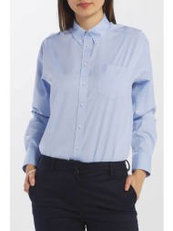 gant γυναικείο βαμβακερό πουκάμισο με τσέπη στο στήθος μονόχρωμο - 4300030 γαλάζιο