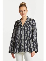 gant γυναικείο πουκάμισο με all-over contrast chain print - 4300202 μπλε σκούρο
