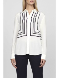 gant γυναικείο πουκάμισο με all-over contrast geometric pattern - 4301020 λευκό