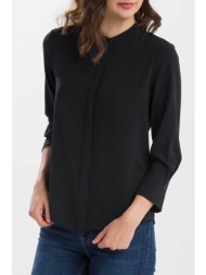 gant γυναικείο πουκάμισο μονόχρωμο με κρυφή πατιλέτα - 4301038 μαύρο
