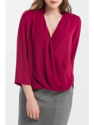 gant γυναικεία μπλούζα μονόχρωμη με κρουαζέ σχέδιο και πιέτα πίσω - 4301046 φούξια