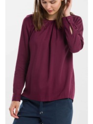 gant γυναικεία μπλούζα μονόχρωμη με σούρες μπροστά και πιέτα πίσω - 4301049 βυσσινί
