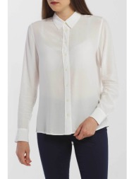 gant γυναικείο πουκάμισο μονόχρωμο διαφανές με πιέτα πίσω - 4301085 λευκό
