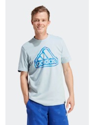 adidas ανδρικό t-shirt με print από καουτσούκ standard fit - im8312 σιελ