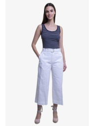 lauren ralph lauren γυναικείο βαμβακερό cropped παντελόνι μονόχρωμο με διακοσμητική ραφή μπροστά - 2