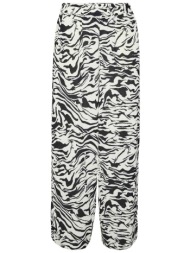 vero moda γυναικεία παντελόνα με animal print και ελαστική μέση wide leg - 10305435 ασπρόμαυρο