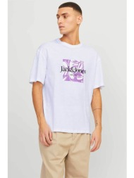jack & jones ανδρικό t-shirt με graphic logo print relaxed fit - 12250436 λευκό