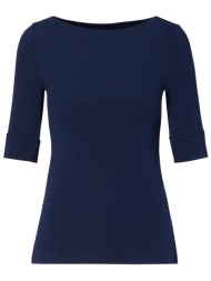 lauren ralph lauren γυναικεία μονόχρωμη μπλούζα με μανίκι 3/4 - 200654963079 μπλε σκούρο