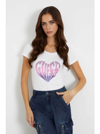 guess γυναικείο βαμβακερό t-shirt μονόχρωμο με λογότυπο με