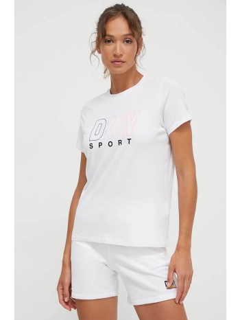 dkny γυναικείο t-shirt μονόχρωμο με πολύχρωμο logo print  σε προσφορά