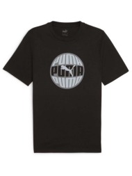 puma ανδρικό t-shirt με circular graphic logo print regular fit - 680174 μαύρο