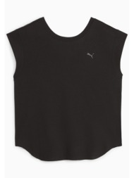 puma γυναικεία αμάνικη αθλητική μπλούζα με λογότυπο relaxed fit `studio foundations` - 524845 μαύρο