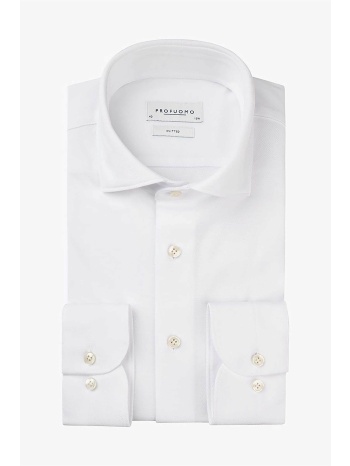 profuomo ανδρικό πουκάμισο μονόχρωμο slim fit `knitted` 