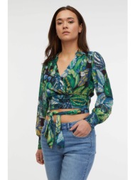 orsay γυναικεία μπλούζα κρουαζέ με floral print regular fit - 1000144-x66-6666 πράσινο