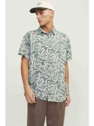 jack & jones ανδρικό κοντομάνικο πουκάμισο με floral print relaxed fit - 12251023 πράσινο
