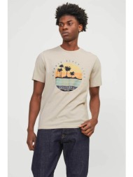 jack & jones ανδρικό t-shirt με graphic print standard fit - 12249266 μπεζ